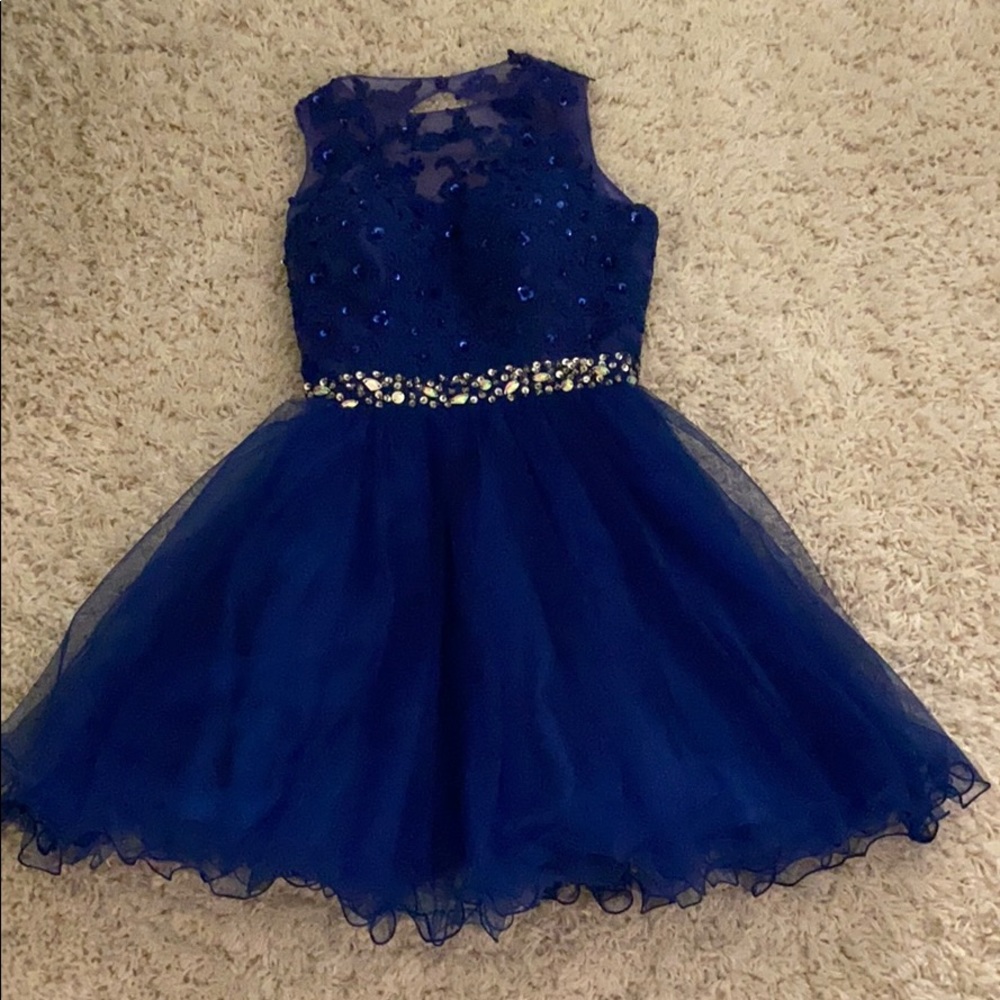 Royal blue sequins homecoming dress